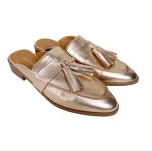 City Classified Gold Metallic Slip On Loafer Mules